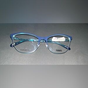 Fossil Blue Semi-Rimless prescription Glasses Modern Design